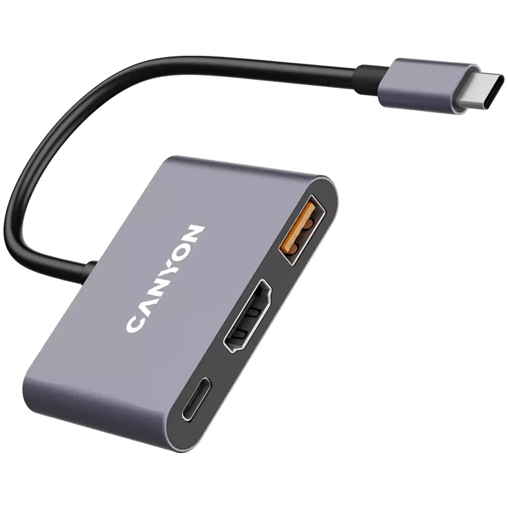 Концентратор Canyon hub DS-4 3in1 USB-C Grey (CNS-TDS4) - фото 3