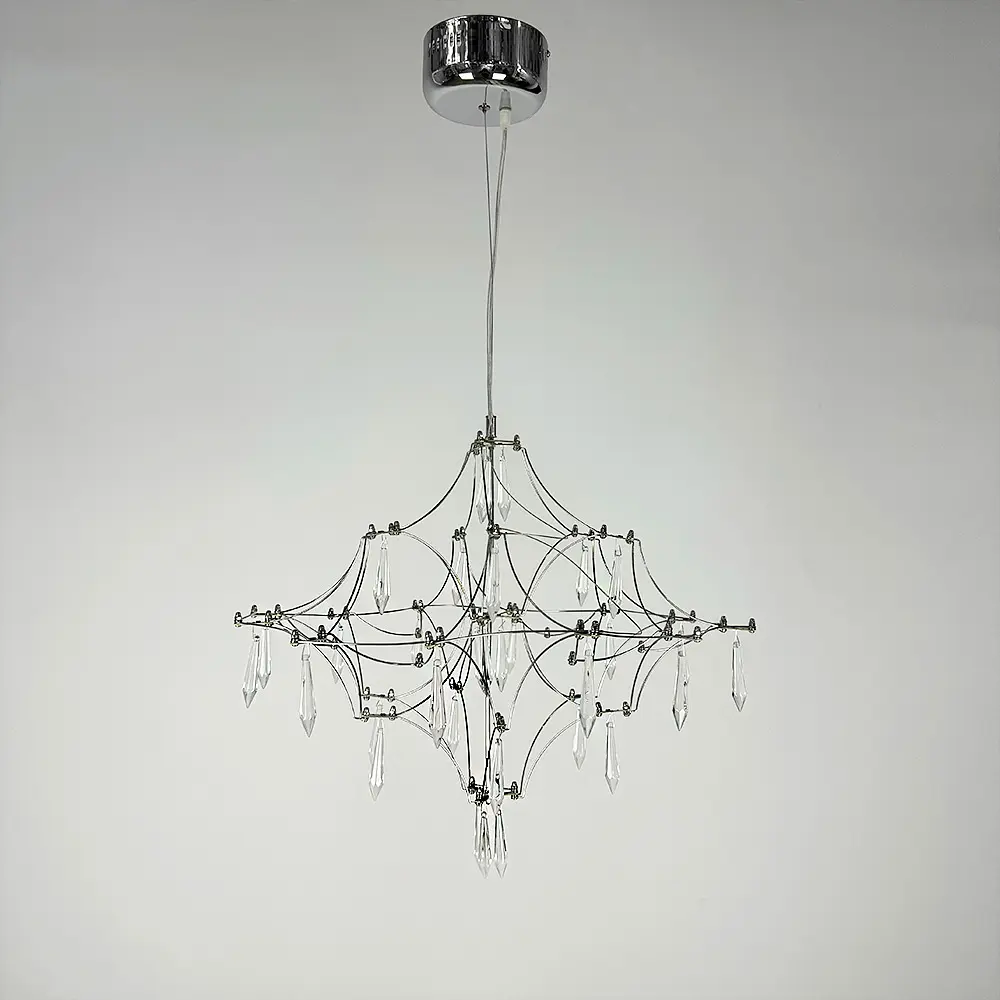 Невесомая серебряная Led люстра d60 см Ст. MJ 156-600 CH | Line F - фото 2