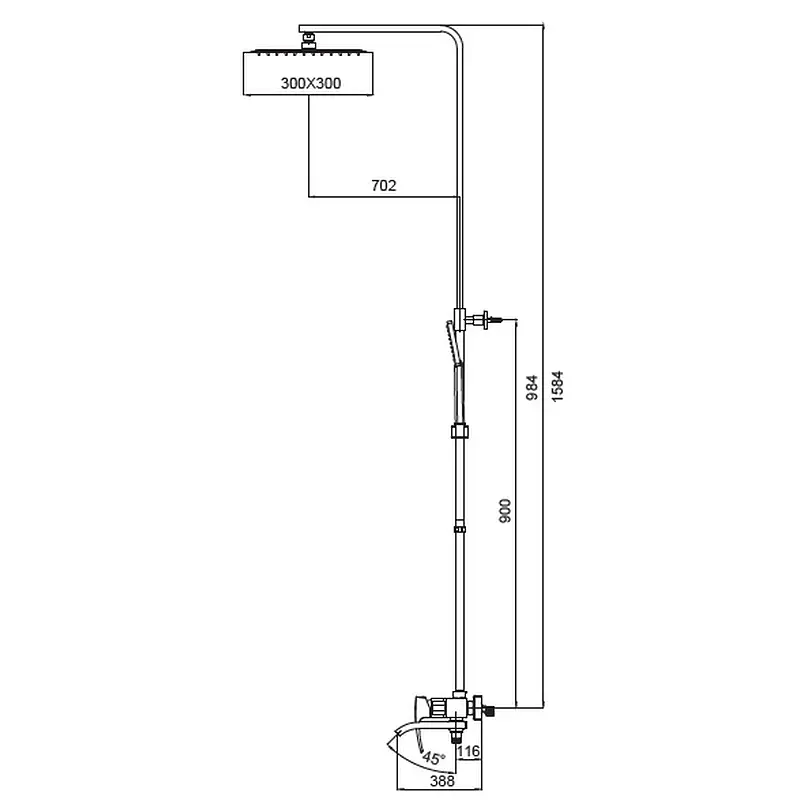 Душова система Koer KB-56007-07 3 функції KR5160, Графіт - фото 2