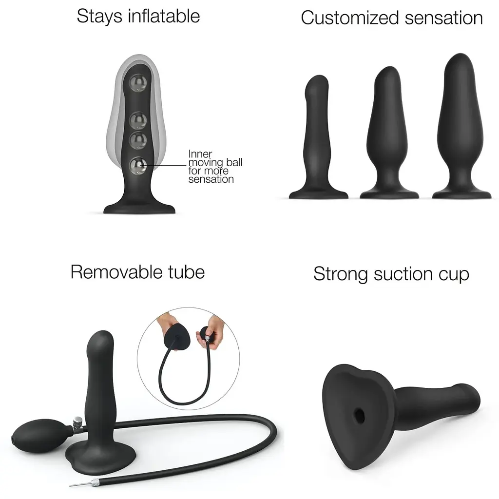 Надувний фалоімітатор Strap-On-Me INFLATABLE DILDO Plug - NOIR - фото 2
