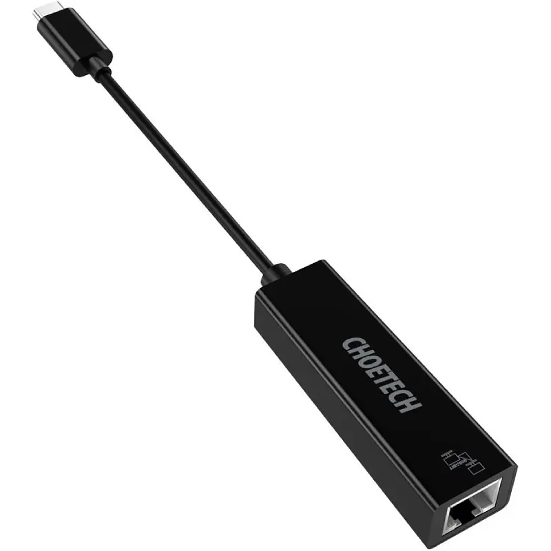 Перехідник USB 3.1 Type-C --> Ethernet RJ45 1000Mb 0,15 м, Choetech чорний - фото 2