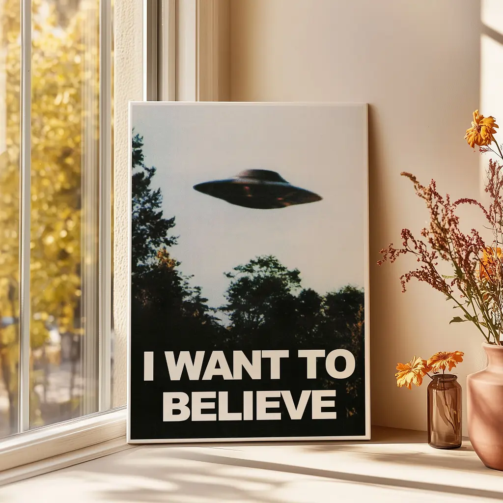 Інтер'єрна картина Цілком таємно, X-Files, I want to believe, НЛО, UFO, серіал, інтер'єрний постер, 85×60 см (id1578) - фото 3