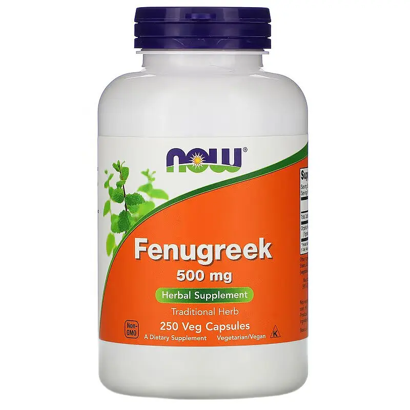 Натуральна добавка NOW Fenugreek 500 mg, 250 капсул