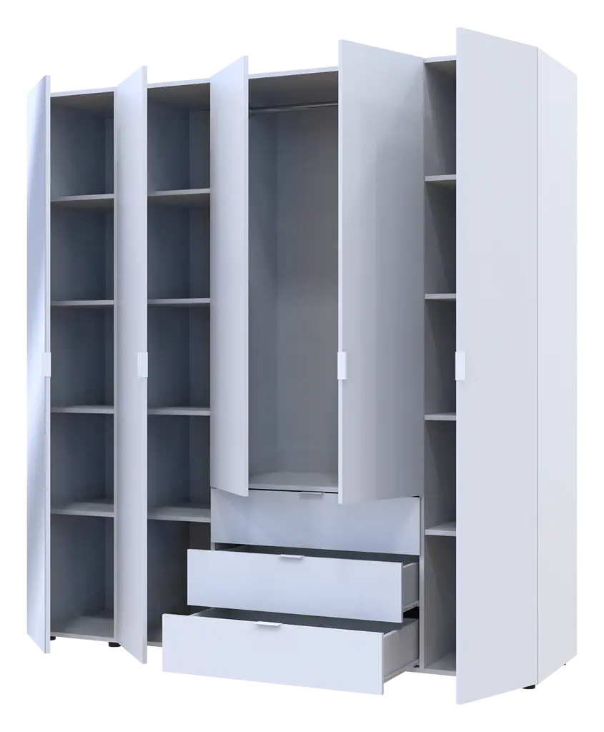 Шафа для одягу Doros Гелар Біла 4ДСП/Дзеркало 194х49.5х203.4 (42002160) - фото 4