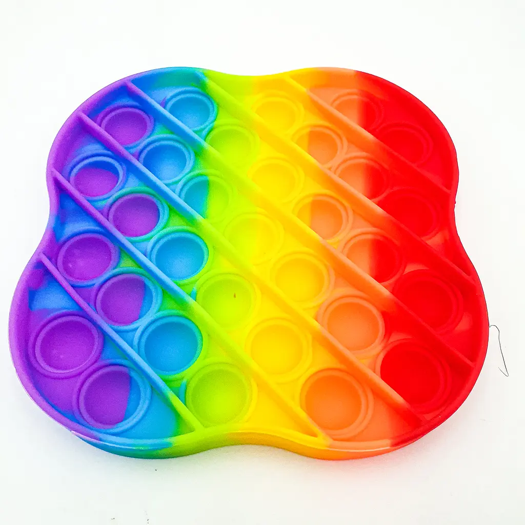 Сенсорна іграшка антистрес силіконова нескінченна пухирка попит UKC Pop It Fidget конюшина веселка - фото 4