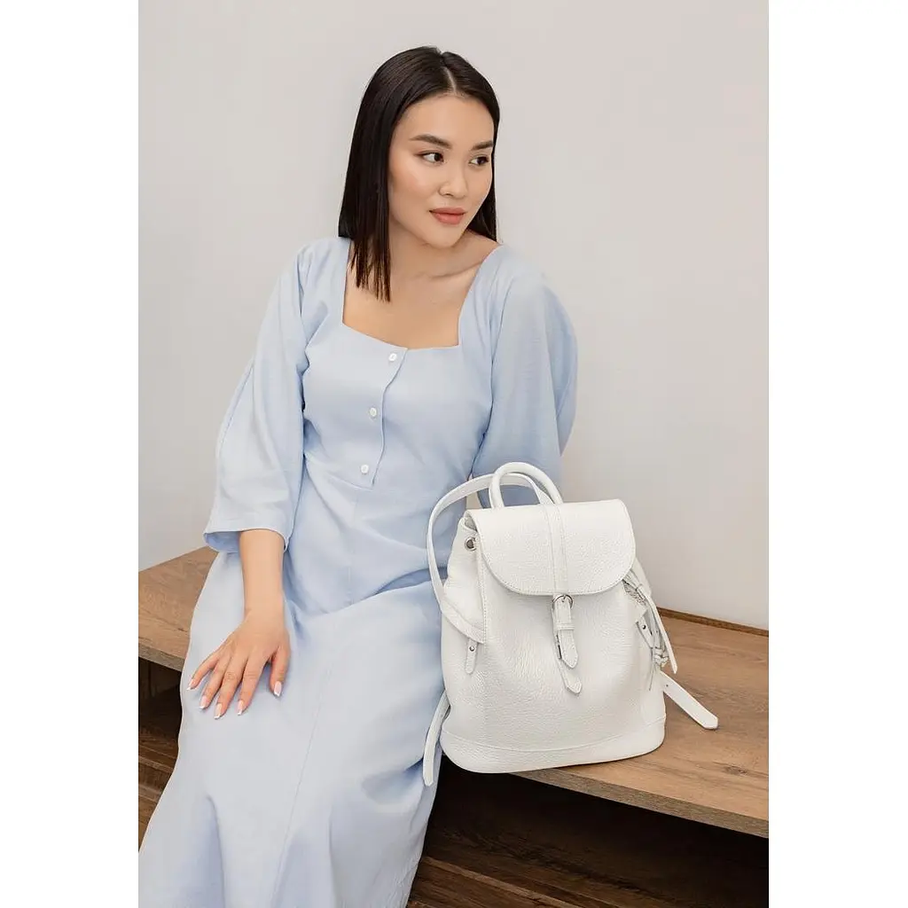 Шкіряний жіночий рюкзак Олсен білий - фото 7