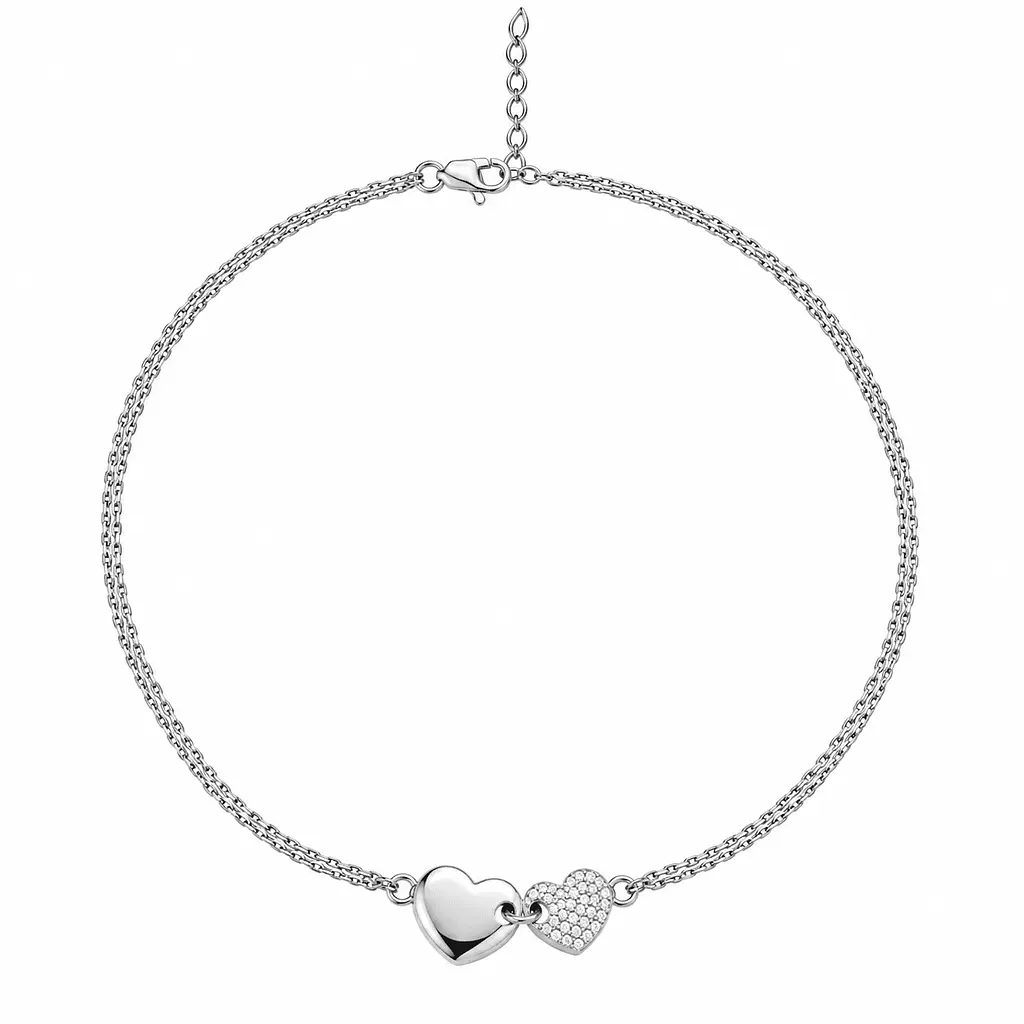 Серебряное колье Два сердца (1068) 45