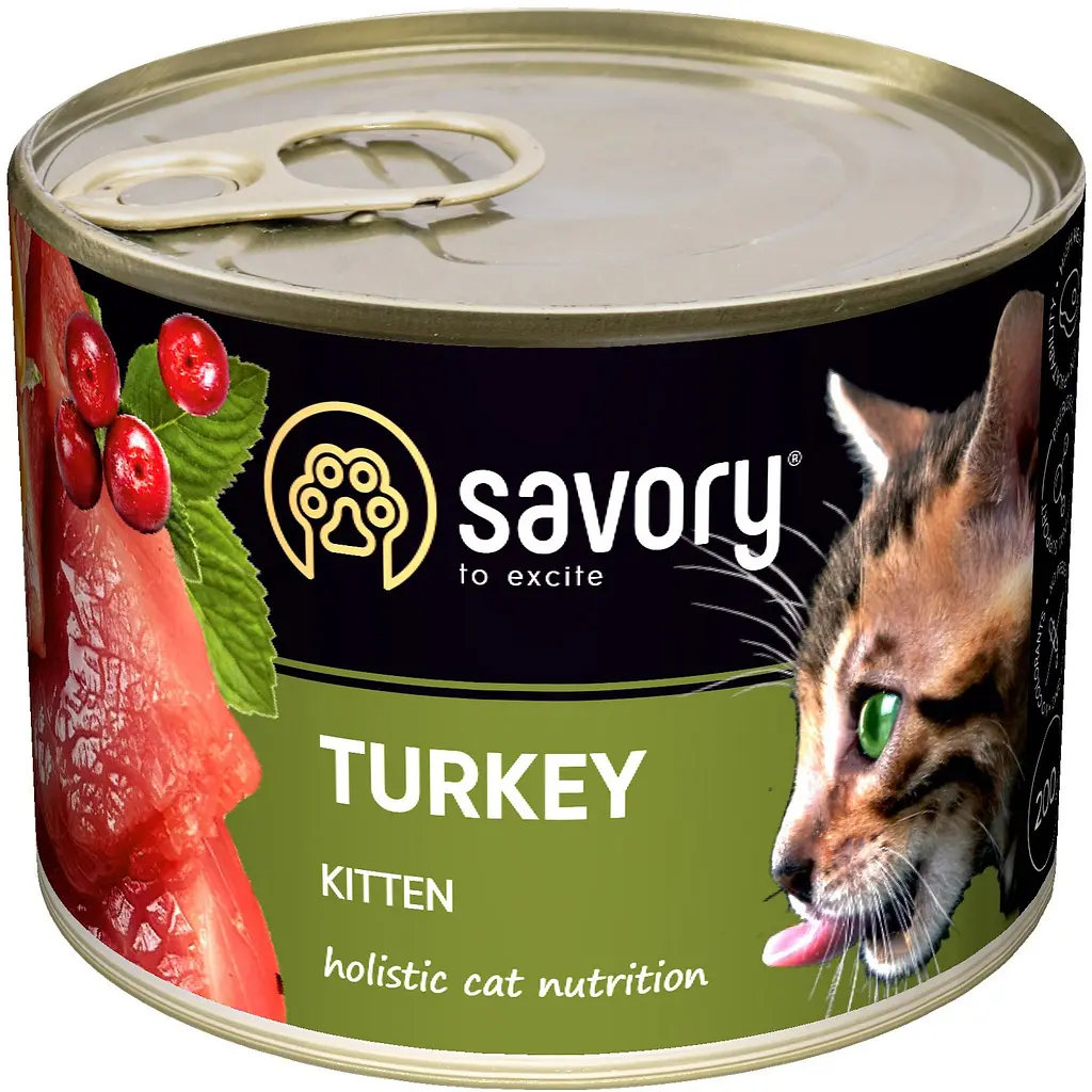 Вологий корм для кошенят Savory Kitten Turkey ніжний паштет з індичкою 200 г