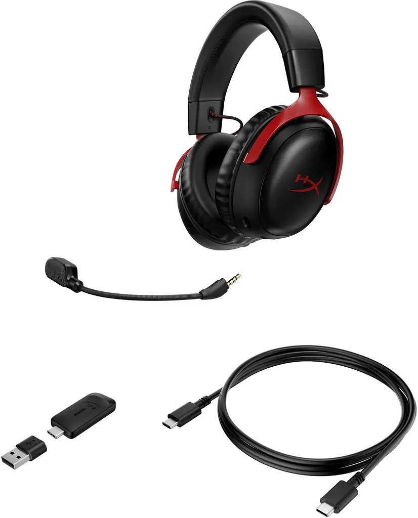 Гарнітура HyperX ігрова Cloud III WL/USB-A/USB-C чорно-червоний (77Z46AA) - фото 7