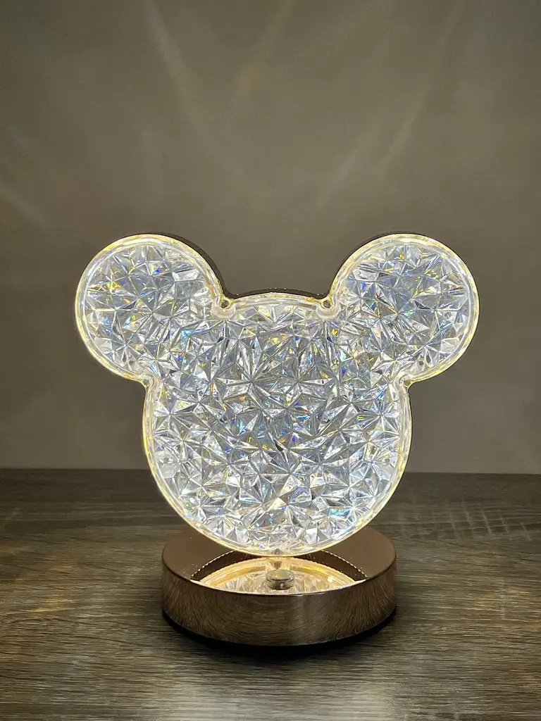 Декоративна LED-лампа Mickey PC-8218 акумуляторна настільна з кришталевим ефектом і сенсорним керуванням 3 режимами світіння - фото 6