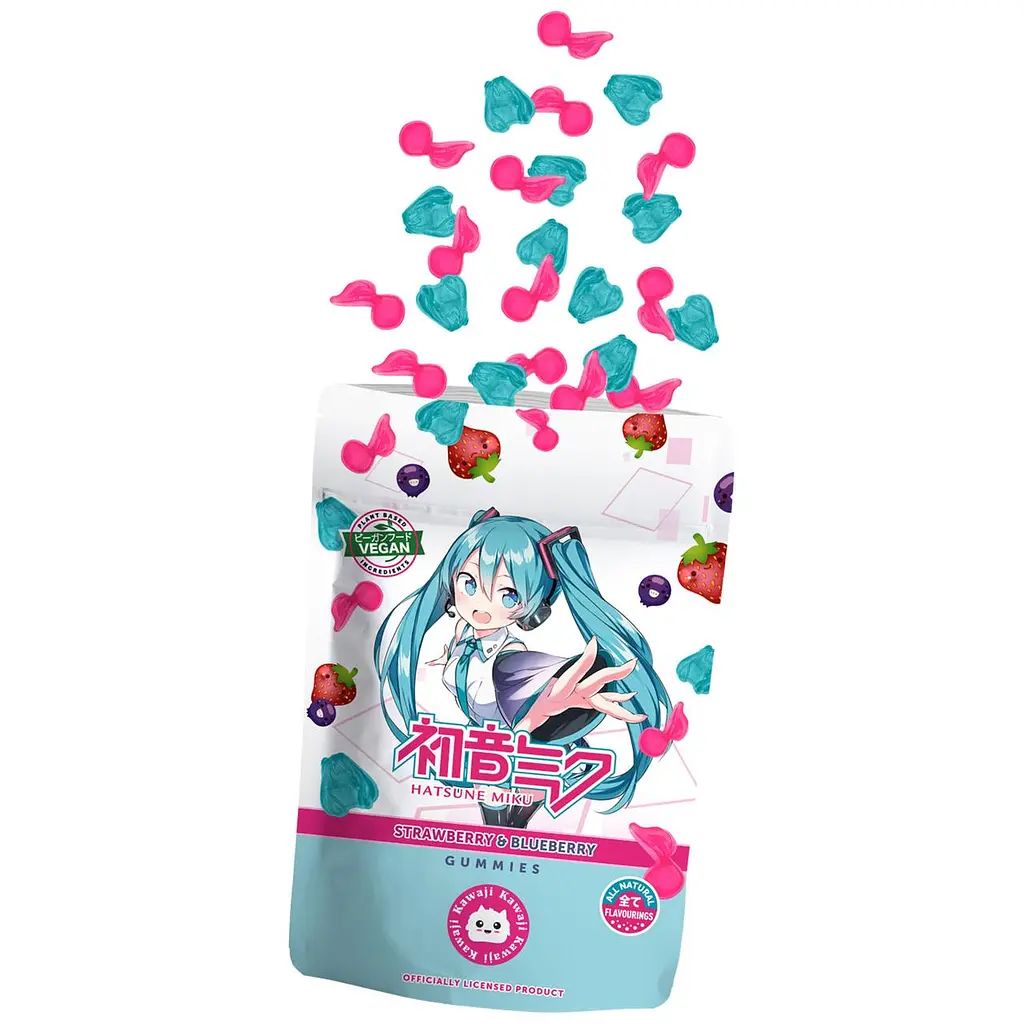Японські желейні цукерки Hatsune Miku зі смаком полуниці та чорниці 125г - фото 3