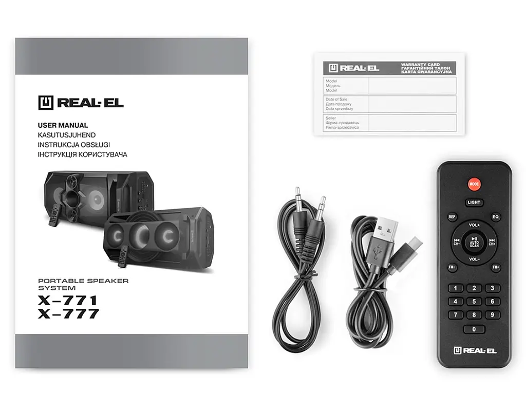 Портативна колонка бумбокс Real-El RX771 Boombox 50W Bluetooth TWS, Караоке, RGB, Чорний - фото 10