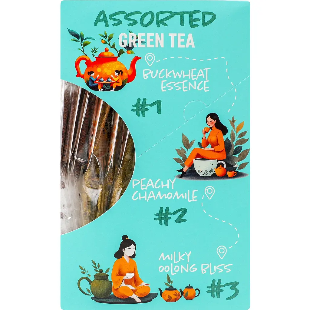 Чай Tea Moments Assorted Green tea кадди-пакет 33.6 г 15 пакетиков - фото 4