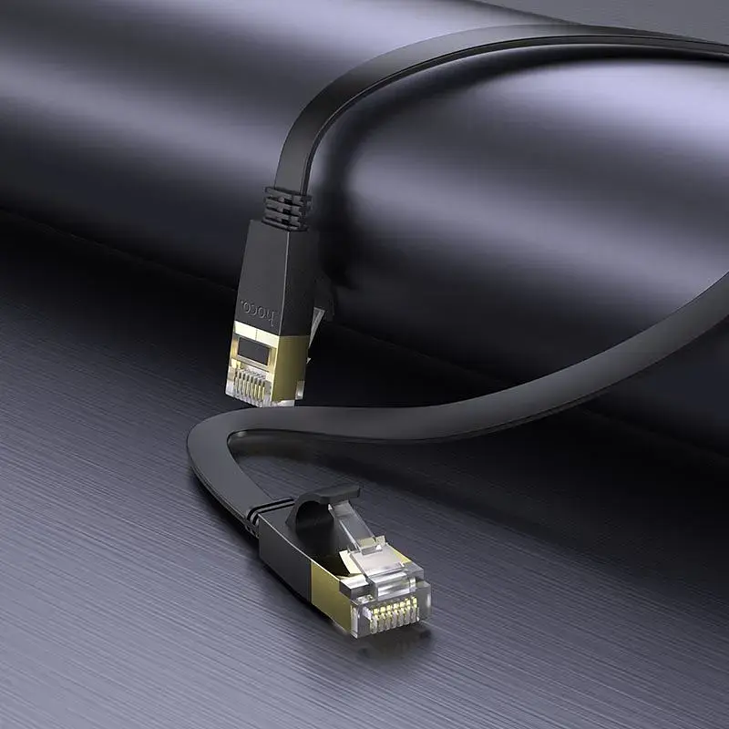 Патч-корд Hoco US07 General Cat 6 U/UTP Pure Copper Flat Network Cable 10m Black (780713) [149275] - фото 4