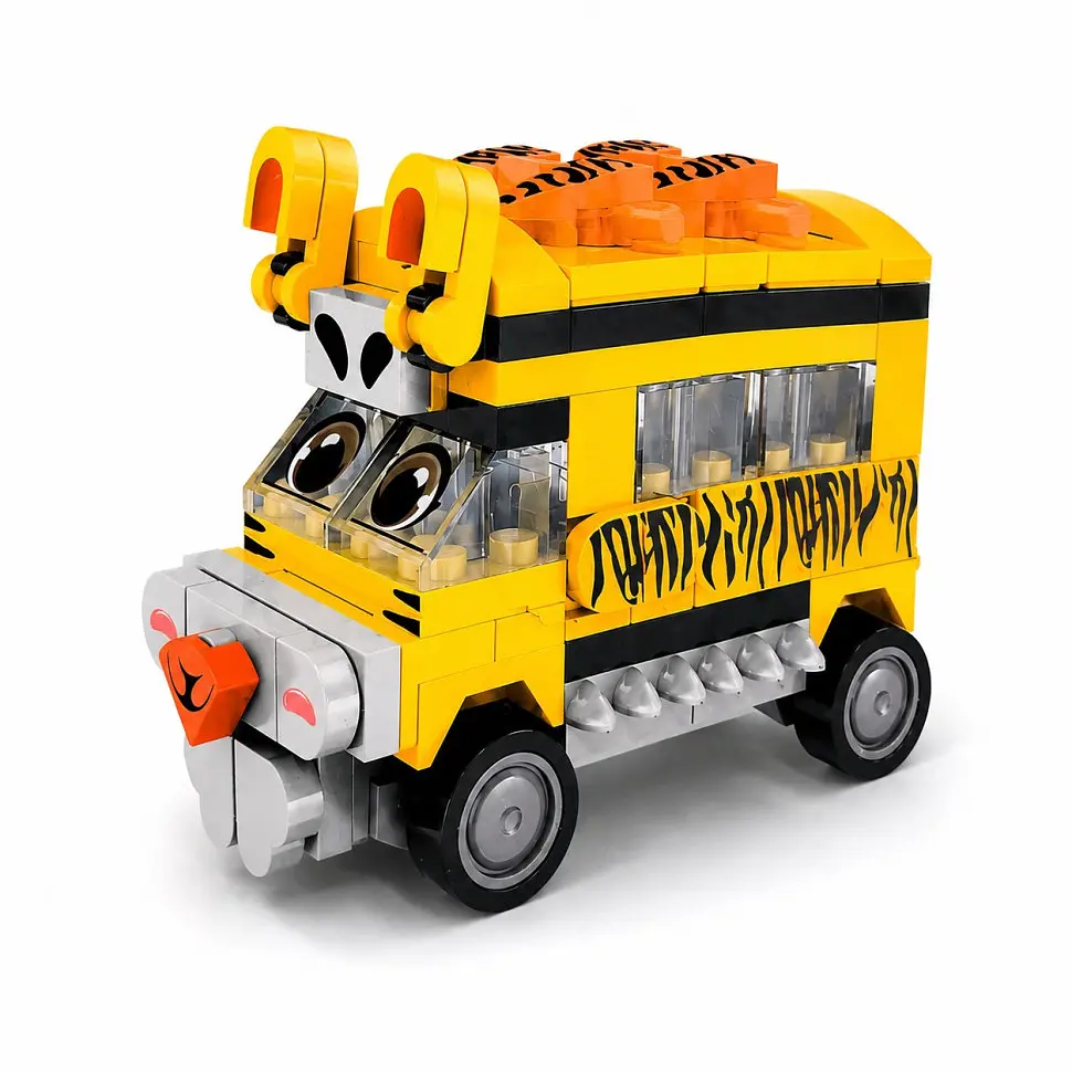 Дитячий конструктор Tiger Bus BB121E-D серії Animal Bus, 113 деталей - фото 2