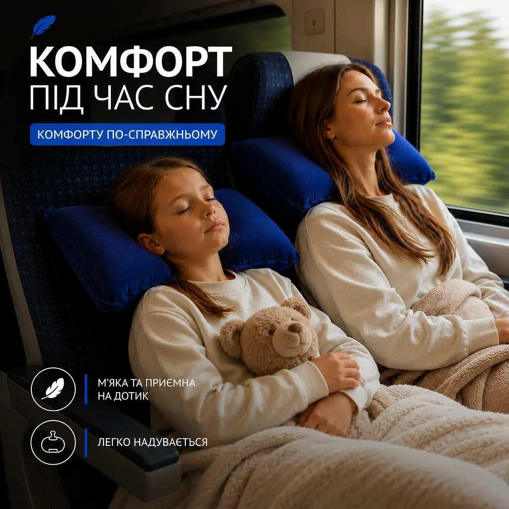 Надувні подушки для сну, відпочинку та подорожей 2 шт (синій) - фото 2