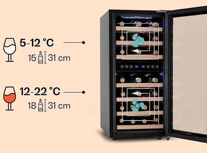 Винный холодильник Klarstein Vinamour 33 Duo 2 зоны (10041311) - фото 5