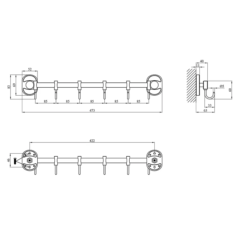 Гачок для ванної кімнати Kroner KRM Elbe - ACC2914-6 CV022878, Хром - фото 2
