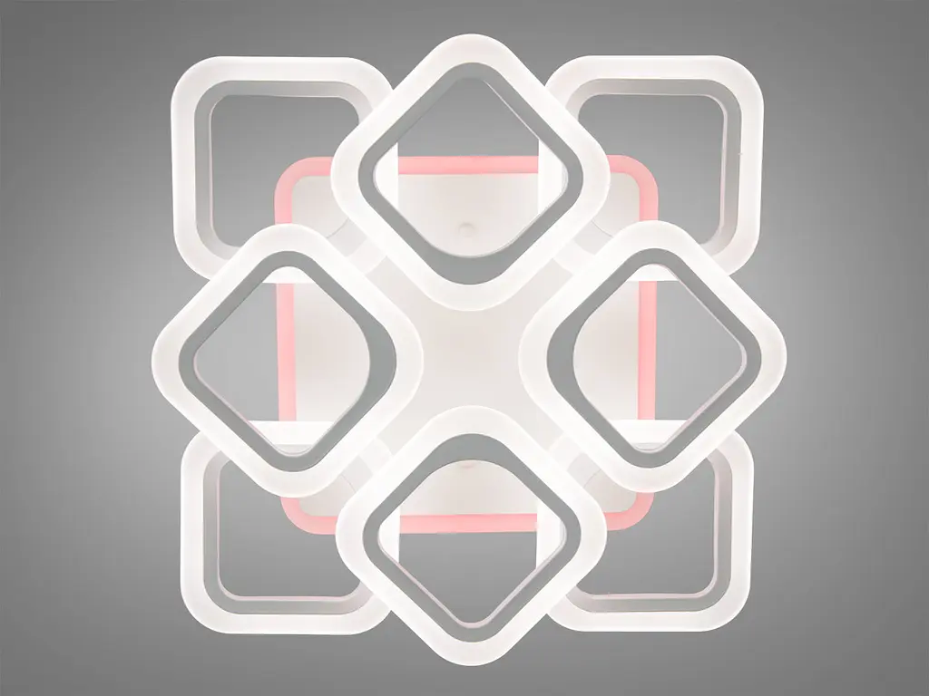 Люстра стельова LED Diasha AS8060/4+4WH, 90W, 3200K-6500K, білий метал, сучасний стиль для дому - фото 2