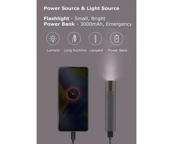 Ліхтар Solove X3S Portable Flashlight USB-C павер банк сіро-коричневий - фото 6