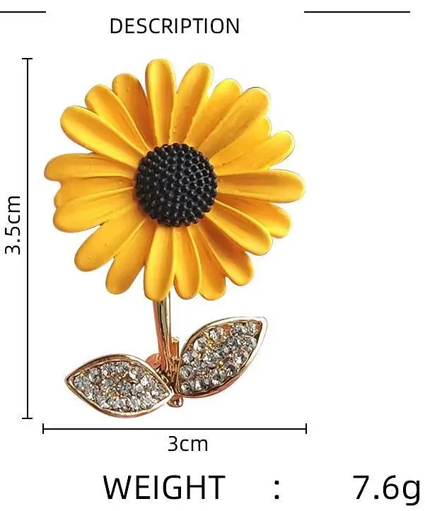 Брошь Подсолнух брошь-булавка желтая - фото 3