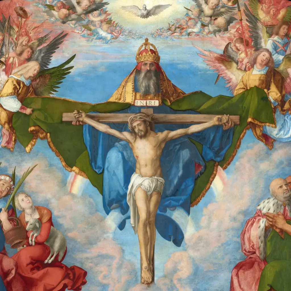 Інтер'єрна картина Поклоніння Святій Трійці, Дюрер, Durer, Adoration of the Trinity, релігійний декор, 72×60 см (id6985) - фото 5
