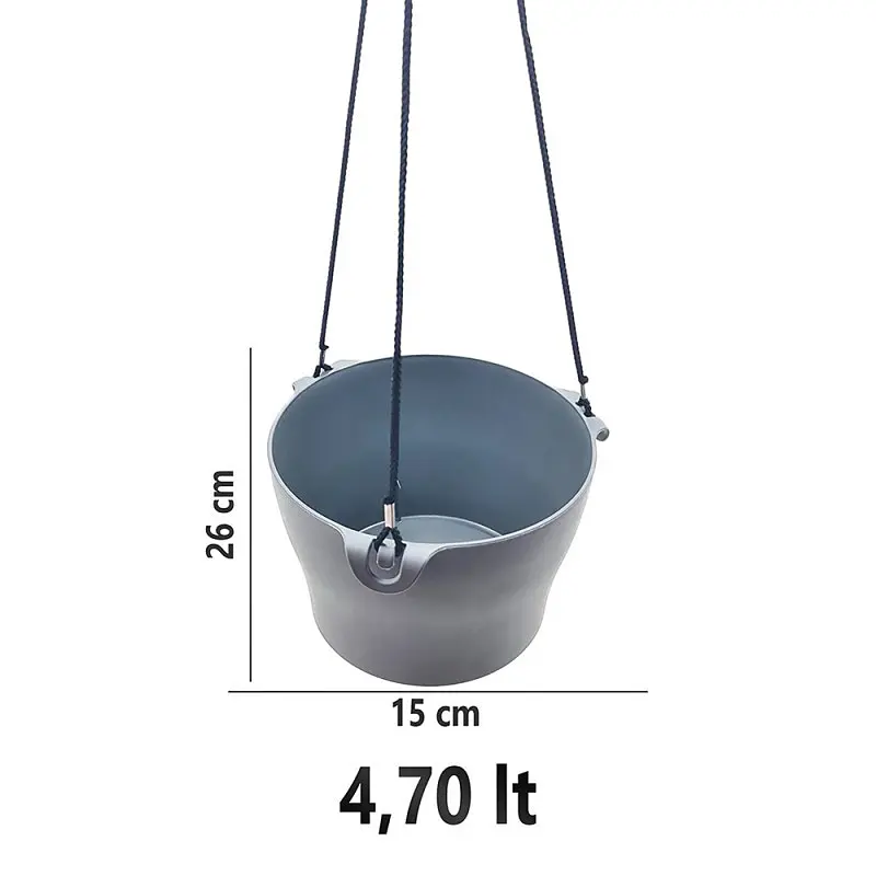 Горщик для квітів Poliwork GardenyaMakreme, 4.7 л, антрацитовий (GM26) - фото 7
