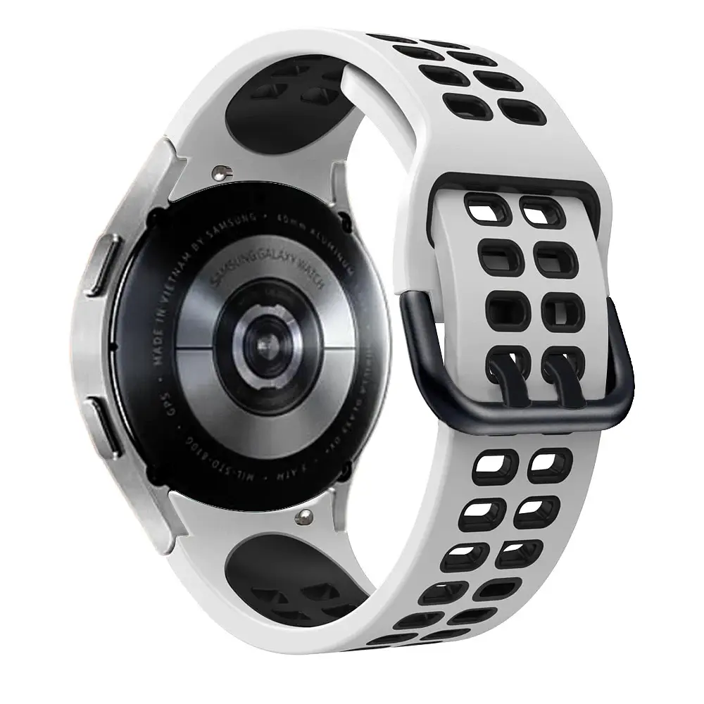 Ремінець для Samsung Galaxy Watch 5 40mm - біло-чорний ширина кріплення 20мм силікон Watchbands Galaxy Sport (W39-9WB76028418) - фото 2