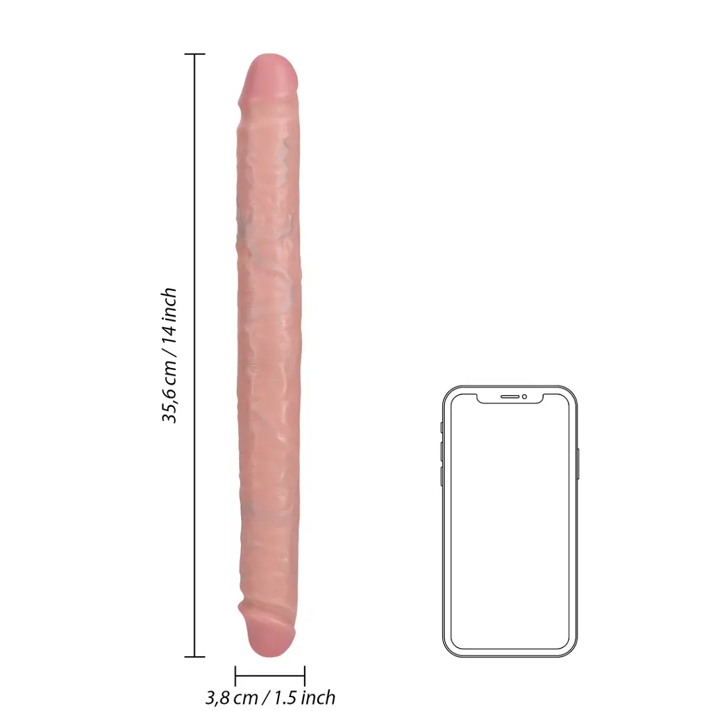 Двосторонній фалоімітатор RealRock Double Dong 14", 35.6 см (тілесний) - фото 4