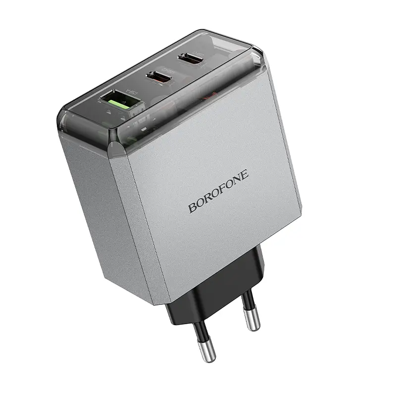 Мережевий зарядний пристрій BOROFONE BN22 Lena PD65W(2C1A) charger(EU) Metal Gray (6941991114601) - фото 6
