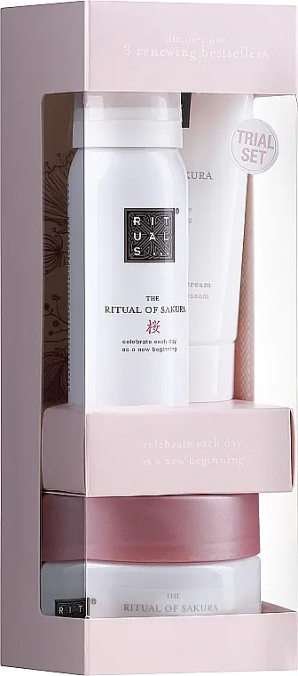 Жіночий косметичний набір  Rituals The Ritual of Sakura: піна для душу 50 мл + скраб для тіла 125 г + крем для тіла 70 мл - фото 3
