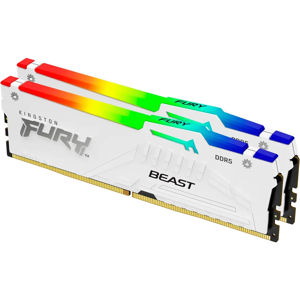 Модуль пам'яті для комп'ютера DDR5 32GB (2x16GB) 5600 MHz FURY Beast White RGB Kingston Fury (ex.HyperX) (KF556C36BWEAK2-32) - фото 2