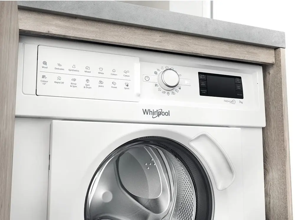 Пральна машина Whirlpool вбудована фронтальна, 7кг, 1400, A+++, 60см, дисплей, пара, інвертор, білий (BIWMWG71484E) - фото 6