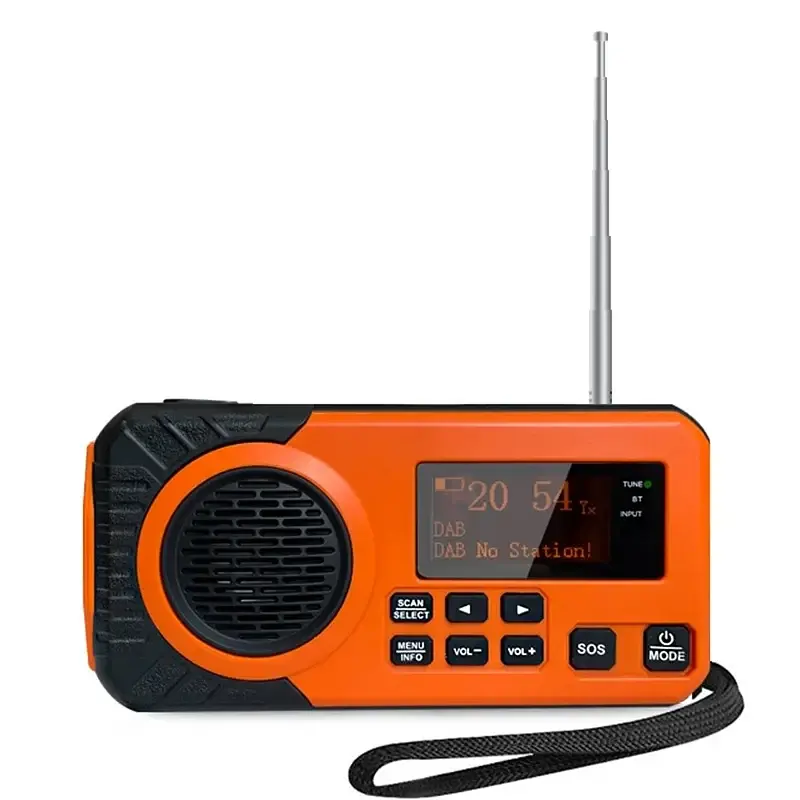 Аварійне радіо DAB375BT DAB/FM з портативним зовнішнім акумулятором ємністю 5000 мА·год, зарядкою від сонячної батареї/ручки - фото 3
