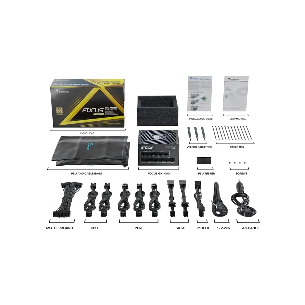Блок живлення Seasonic 1000W FOCUS-GX-1000-ATX31 (SRP-FGX102-A5A32SF) - фото 10