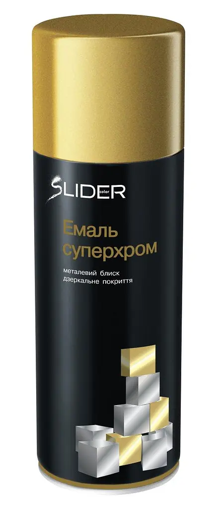 Фарба аерозольна емаль SLIDER суперхром золота 400мл