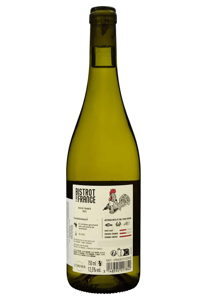 Вино Cordier Bistrot de France Chardonnay біле сухе 0.75 л - фото 2