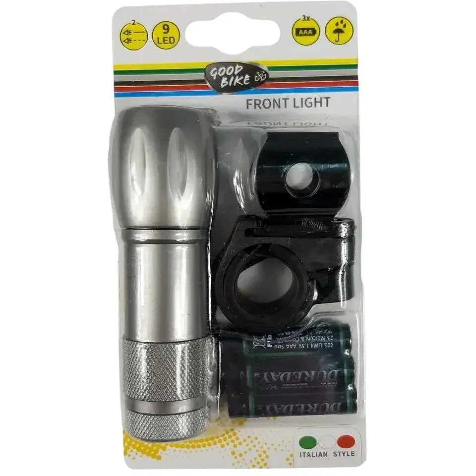 Ліхтарик на батарейках світлодіодний Good Bike Torch 9 9 LED водостійкий сріблястий (94308-IS) - фото 5