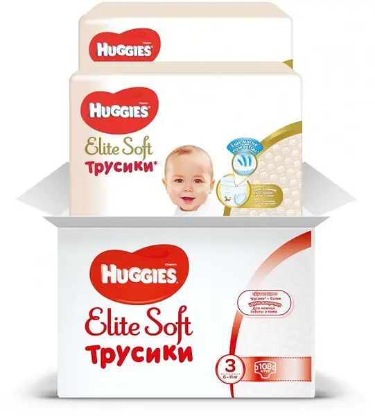 Набір підгузків-трусиків Huggies Elite Soft Pants 3 (6-11 кг), 108 шт. (2 уп. по 54 шт.) - фото 2
