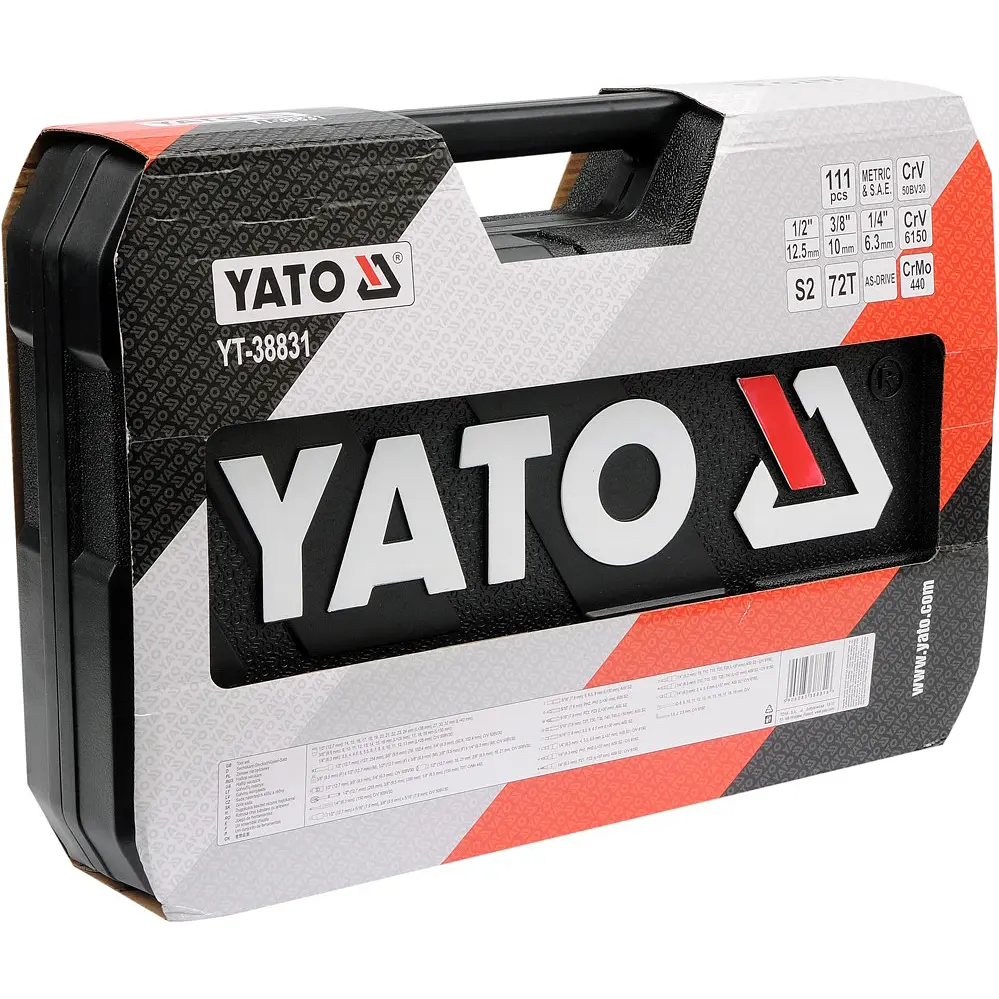 Набір головок торцевих Yato квадрат 1/2", 3/8", 1/4" з інструментами та насадками 111 шт. (YT-38831) - фото 4