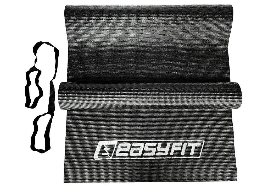 Килимок для йоги та фітнесу EasyFit ПВХ (PVC) Чорний (EF-1918-B) - фото 2