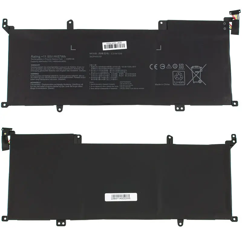 Батарея для ноутбука Asus C31N1539 (Zenbook UX305UA UX306UA series) 11.55V 4940mAh 57Wh Чорний - фото 2