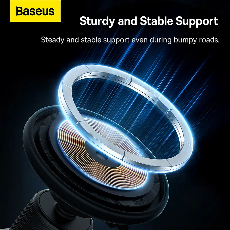 Автотримач для телефона з БЗП Baseus CW01 Magnetic Wireless Charging Car Mount Air Vent Version 15W Cluster Black (C40141001111-00) - фото 8