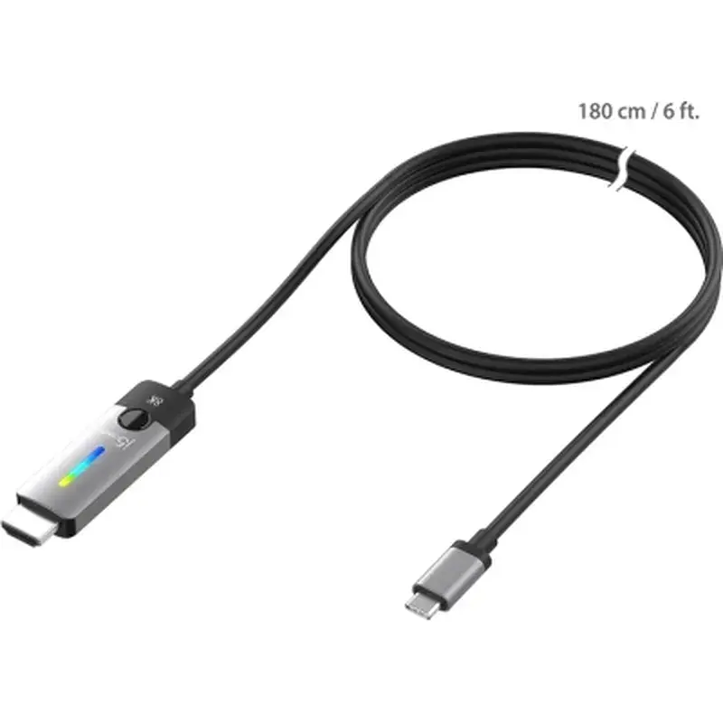 Кабель мультимедійний USB-C to HDMI M 1.8m 8K 60Hz LED RGB J5create (JCC157-N) - фото 2