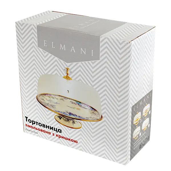 Тортівниця емальована Elmani Bird на ніжці з кришкою 30 см (763-043) - фото 4