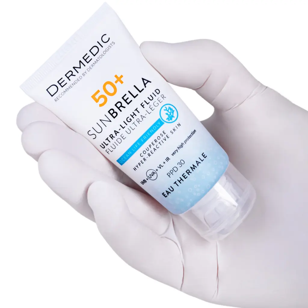 Засіб від засмаги Dermedic Sunbrella Ультралегкий захисний флюїд SPF 50+ Для судинної та гіперактивної шкіри 40 мл (5901643177584) - фото 2