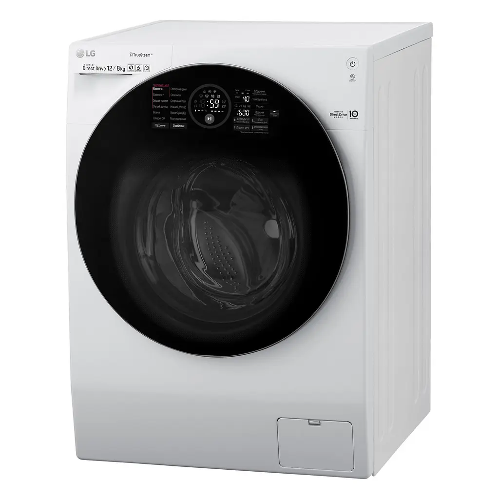 Стирально-сушильная машина LG FH6G1BCH2N, 12кг (8кг), 1600, A, Пар, глубина 64см, Дисплей, Инвертор, Белый (FH6G1BCH2N) - фото 4