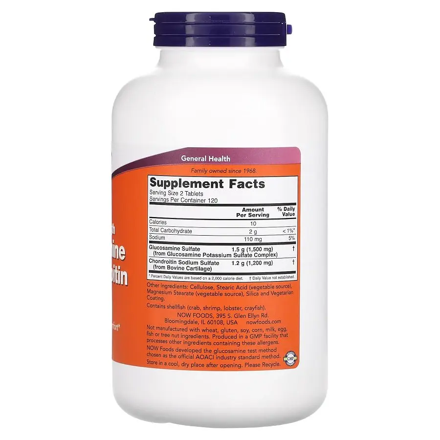 Препарат для суглобів і зв'язок NOW Glucosamine & Chondroitin Extra Strength, 240 таблеток - фото 2
