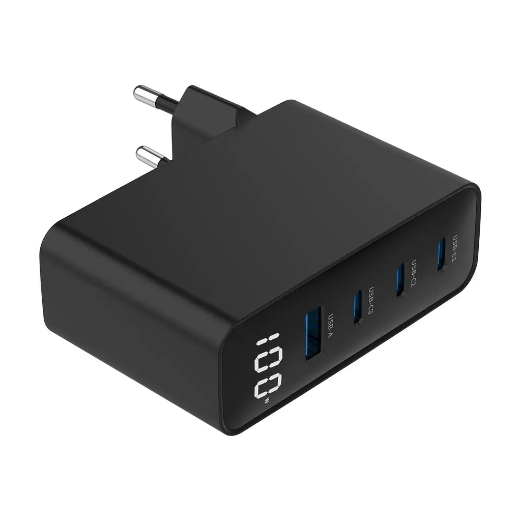 Зарядний пристрій Gembird 3xUSB-C PD100W + 1xUSB QC3.0 30W black (TA-UC-PDQC100LCD-01-BK) - фото 5