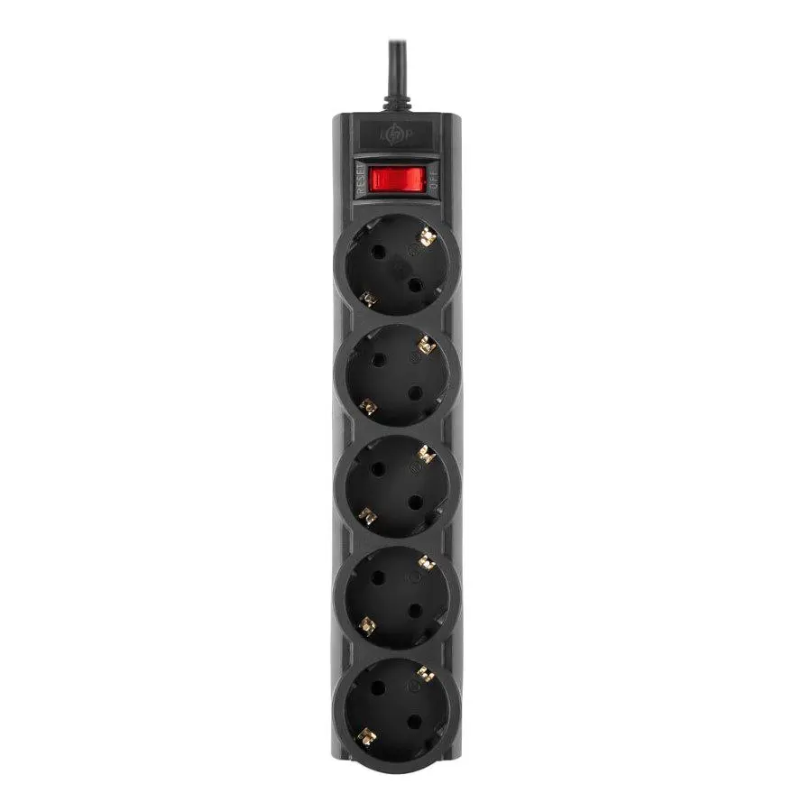 Мережевий фільтр-подовжувач LogicPower PPREMIUM LPX5 Black, 5 розеток, 2 м, 3520 Вт - фото 2